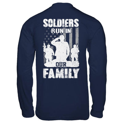 Soldiers Run In Our Family Veteran Dad Son-T-Shirt & Hoodie-Long Sleeve T-Shirt-Navy