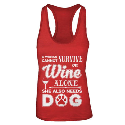 A Woman Cannot Survive On Wine Alone Need Cat-T-Shirt & Tank Top-Women's Ideal Racerback Tank-Red