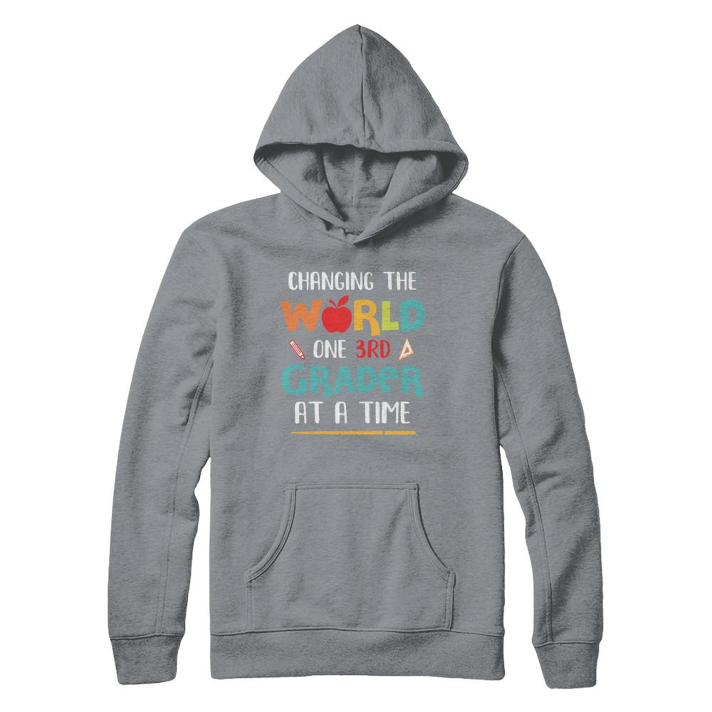 Changing The World One 3rd Grader Back To School Teacher-T-Shirt & Hoodie-Pullover Hoodie-Light Steel