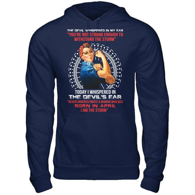 I Whispered Devil Ear Woman Who Was Born In April-T-Shirt & Hoodie-Pullover Hoodie-Navy