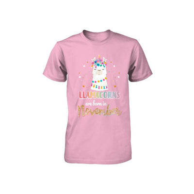 Llama Unicorn Llamacorns Born In November Birthday Gift Youth-Youth Shirt-Toddler T-Shirt-Pink