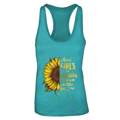 April Girls Are Sunshine Mixed With A Little Hurricane-T-Shirt & Tank Top-Women's Ideal Racerback Tank-Tahiti Blue