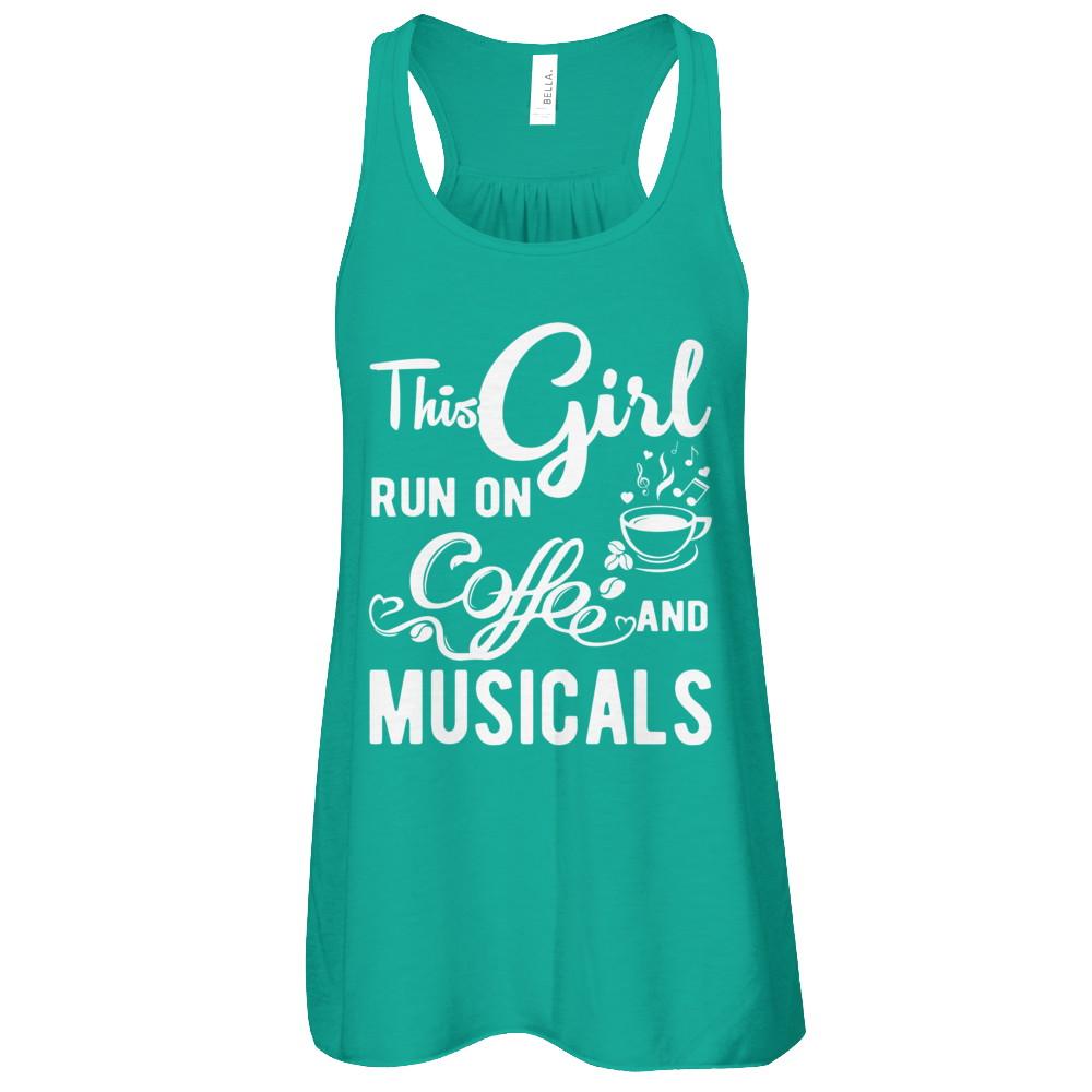 Funny This Girl Runs On Coffee And Musicals-T-Shirt & Tank Top-Women's Flowy Racerback Tank-Kelly