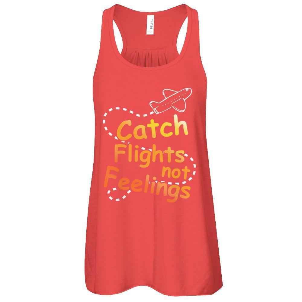 Catch Flights Not Feelings-T-Shirt & Tank Top-Women's Flowy Racerback Tank-Red