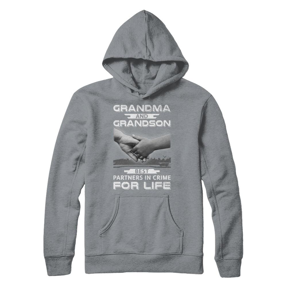 Grandma And Grandson Best Partners In Crime For Life-T-Shirt & Hoodie-Pullover Hoodie-Light Steel