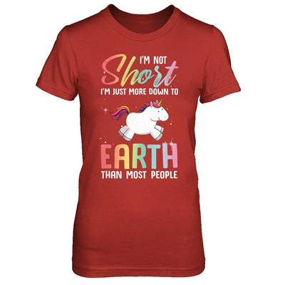 I'm Not Short Im Just More Down To Earth Than People Unicorn-T-Shirt & Hoodie-Women's T-Shirt-Red