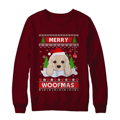 Golden Retriever Merry Woofmas Ugly Christmas Sweater-T-Shirt & Sweatshirt-Crewneck Sweatshirt-Maroon