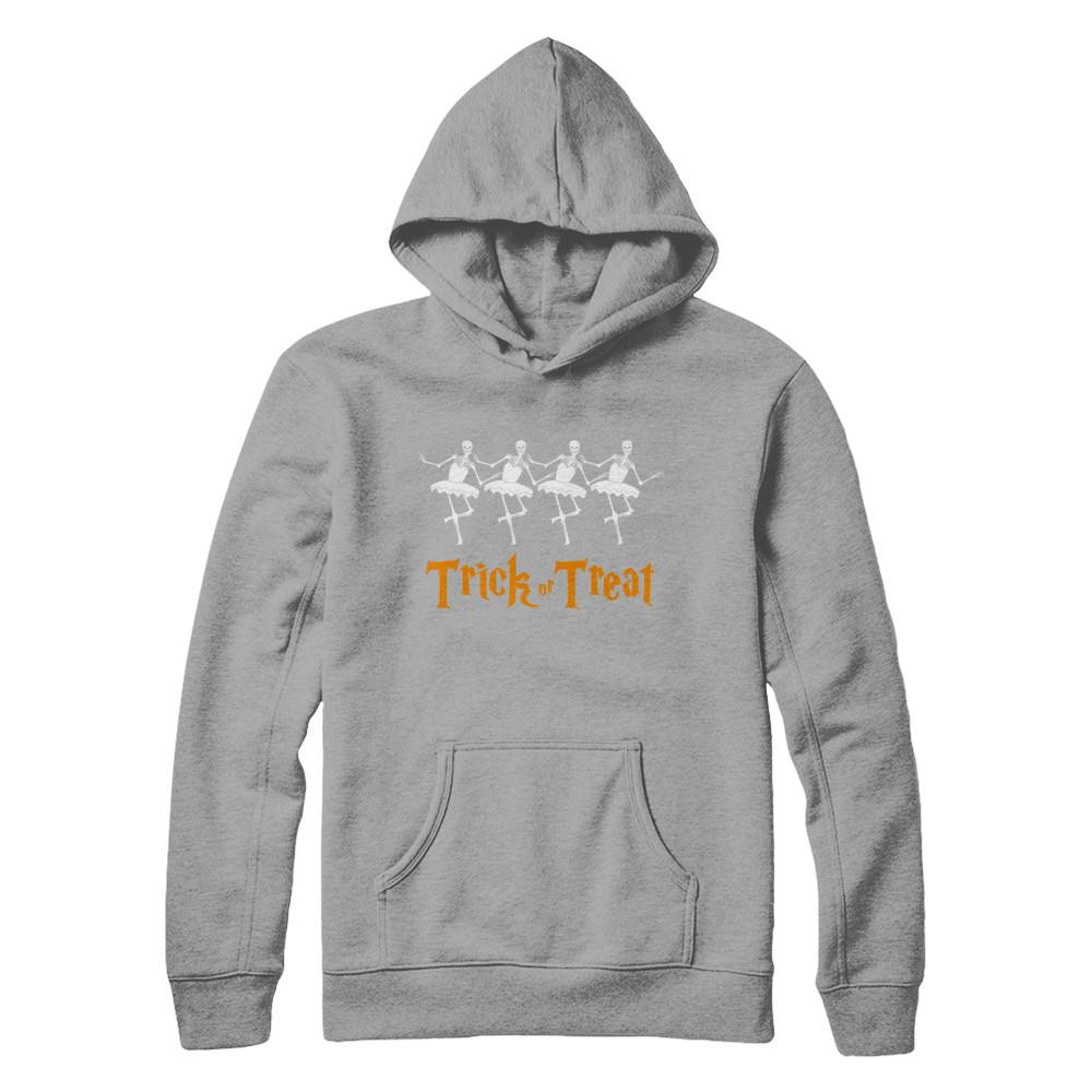 Trick Or Treat Ballet Skeleton Happy Halloween-T-Shirt & Hoodie-Pullover Hoodie-Light Steel