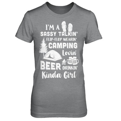 Sassy Talking Flip-Flop Camping Beer Kinda Girl-T-Shirt & Hoodie-Women's T-Shirt-Sport Grey
