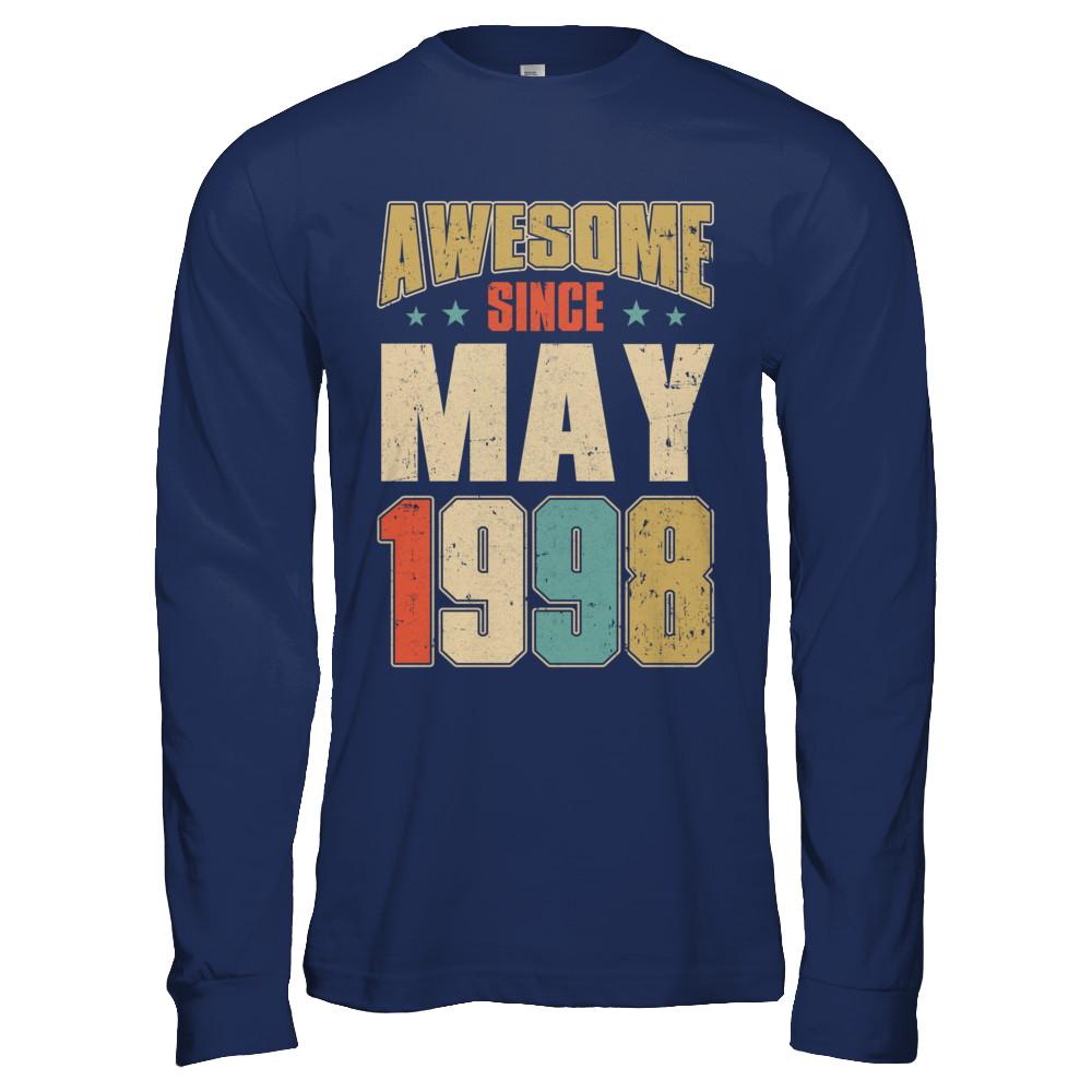 Vintage Retro Awesome Since May 1998 23th Birthday-T-Shirt & Hoodie-Long Sleeve T-Shirt-Navy
