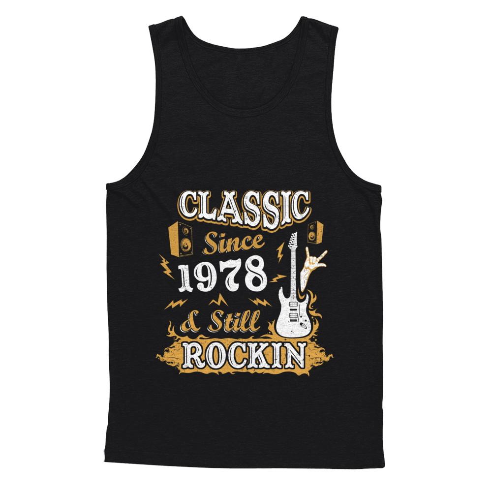 Vintage Classic Since 1978 With Rockin 43th Birthday-T-Shirt & Hoodie-Unisex Tank-Black
