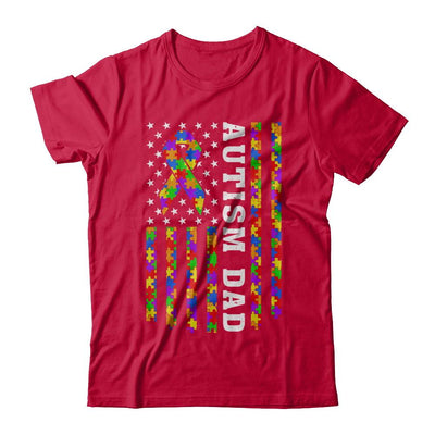 Proud Autism Dad Daddy Autistic Us Flag Fathers Day-T-Shirt & Hoodie-Classic T-Shirt-Red