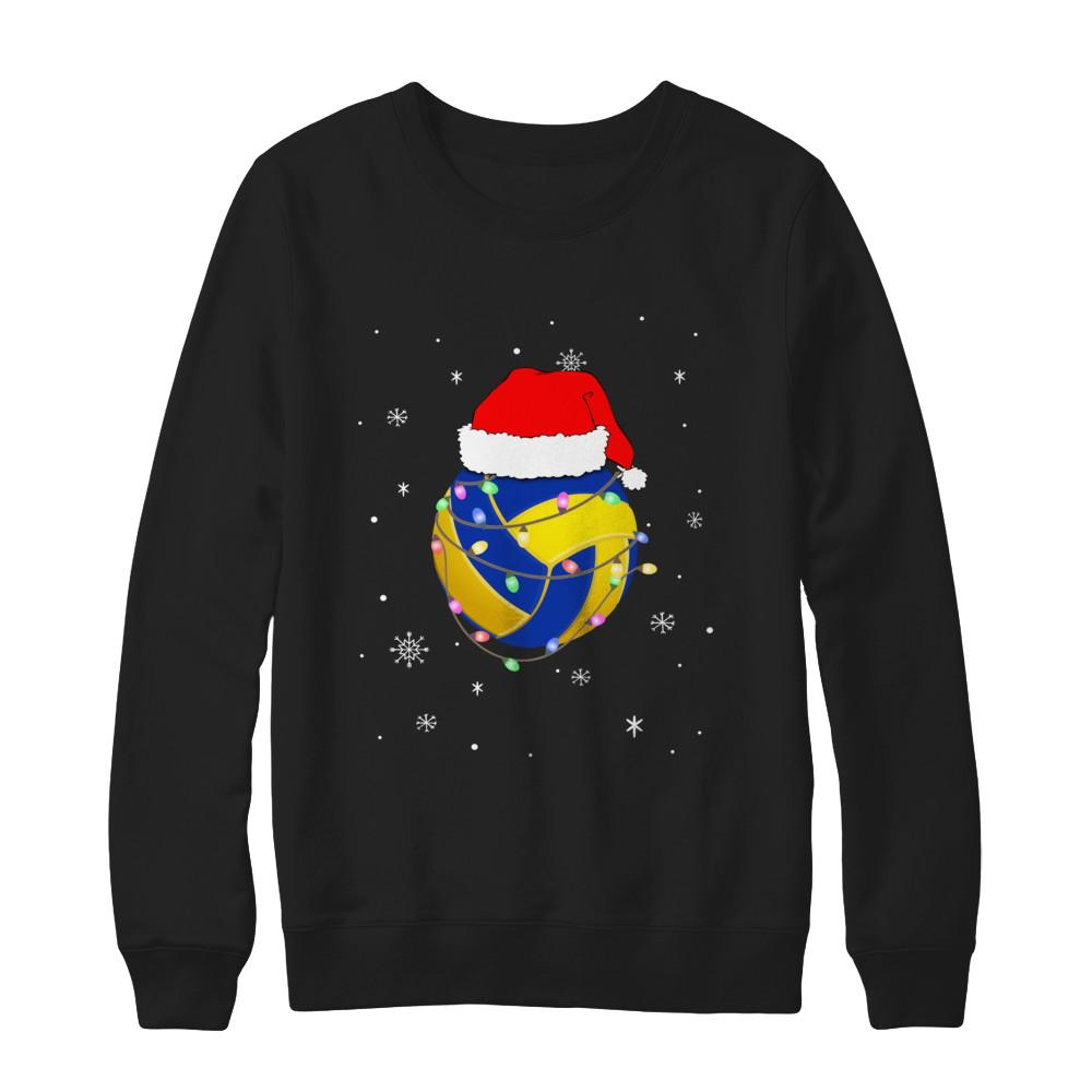 Santa Hat Volleyball Christmas Gifts-T-Shirt & Sweatshirt-Crewneck Sweatshirt-Black