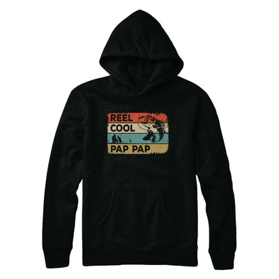 Vintage Reel Cool Pap Pap Fish Fishing Fathers Day-T-Shirt & Hoodie-Pullover Hoodie-Black