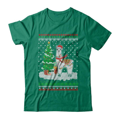 Xmas Alpaca Llama Santa Hat Ugly Christmas Sweater-T-Shirt & Sweatshirt-Classic T-Shirt-Kelly Green