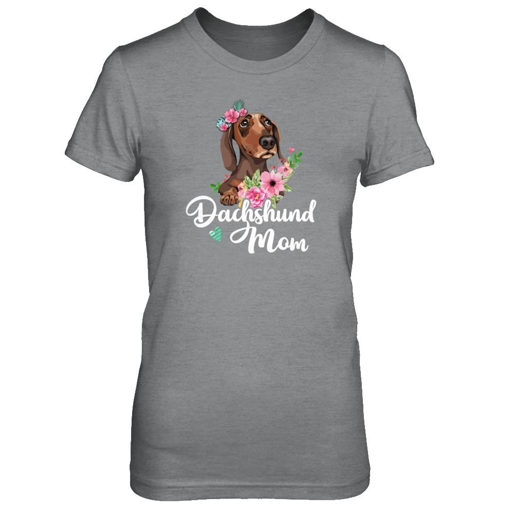Dachshund Mom Funny Dog Mom Gift Idea-T-Shirt & Tank Top-Women's T-Shirt-Sport Grey