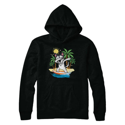 Summer Vacation Dabbing Husky Surfing Surfboard Gift-T-Shirt & Hoodie-Pullover Hoodie-Black