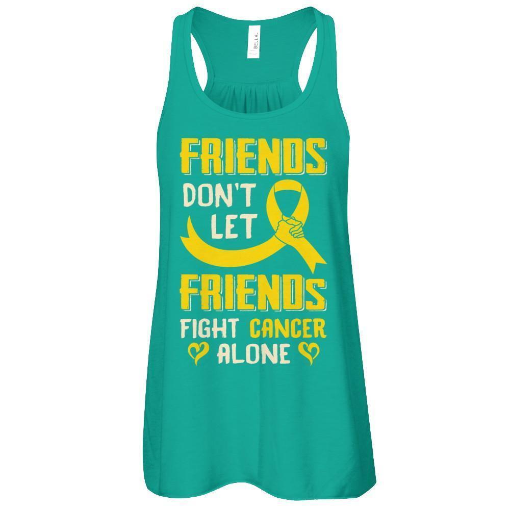 Friends Don't Let Friends Fight Cancer Alone Gold Yellow Awareness-T-Shirt & Tank Top-Women's Flowy Racerback Tank-Kelly