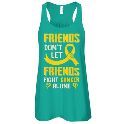 Friends Don't Let Friends Fight Cancer Alone Gold Yellow Awareness-T-Shirt & Tank Top-Women's Flowy Racerback Tank-Kelly