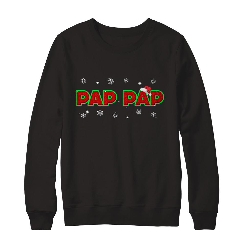 Pap Pap Christmas Santa Ugly Sweater Gift-T-Shirt & Sweatshirt-Crewneck Sweatshirt-Black