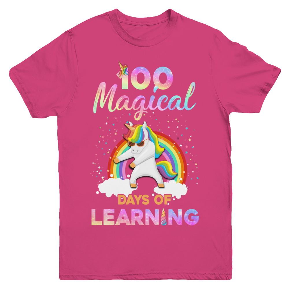 100 Magical Days of Learning Flossing Unicorn Youth-Youth Shirt-Youth T-Shirt-Heliconia