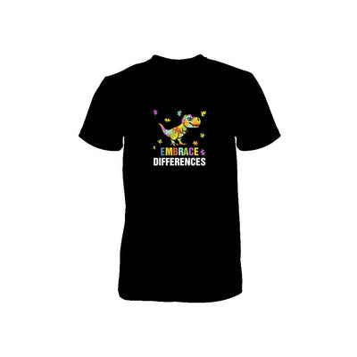 Autism Awareness Puzzle Piece Dinosaur Embrace Differences Youth-Youth Shirt-
