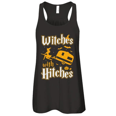 Witches With Hitches Camping Funny Halloween-T-Shirt & Tank Top-Women's Flowy Racerback Tank-Black