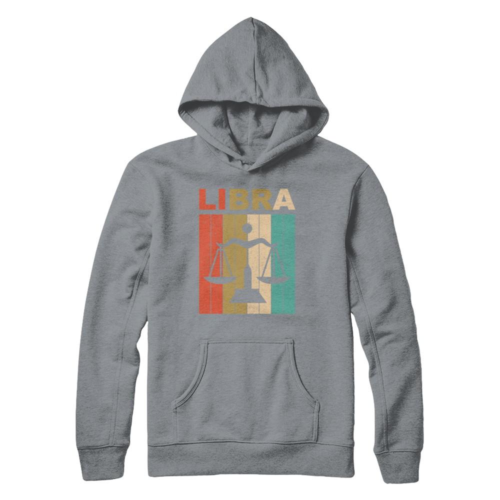 Vintage Libra Zodiac September October Birthday Gift-T-Shirt & Hoodie-Pullover Hoodie-Light Steel