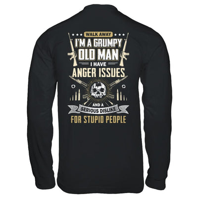 Walk Away I Am Grumpy Old Man I Have Anger Issues-T-Shirt & Hoodie-Long Sleeve T-Shirt-Black