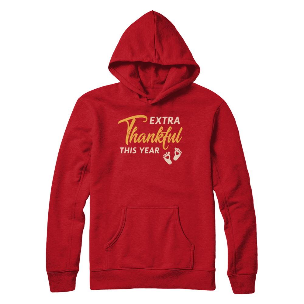 Extra Thankful This Year Pregnant Thanksgiving-T-Shirt & Sweatshirt-Pullover Hoodie-Red