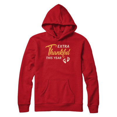 Extra Thankful This Year Pregnant Thanksgiving-T-Shirt & Sweatshirt-Pullover Hoodie-Red