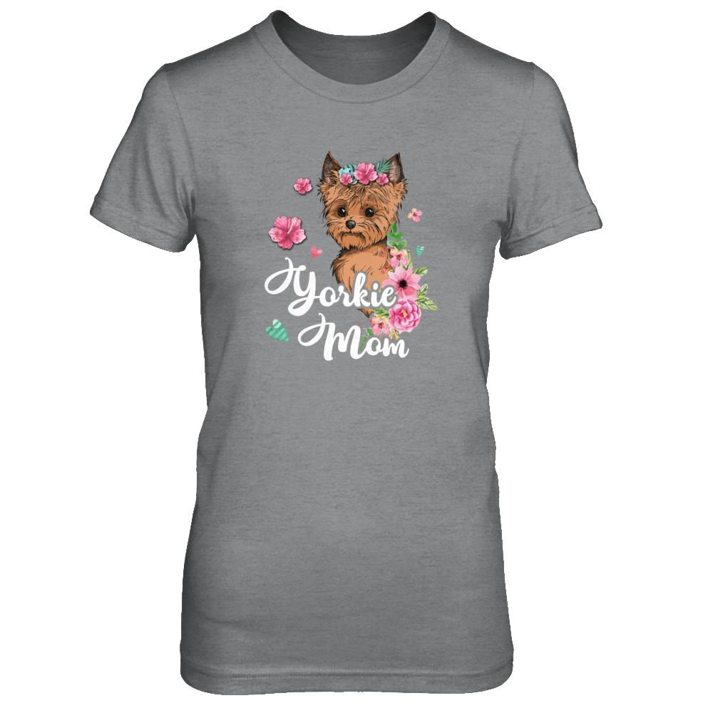 Yorkie Mom Funny Dog Mom Gift Idea-T-Shirt & Tank Top-Women's T-Shirt-Sport Grey