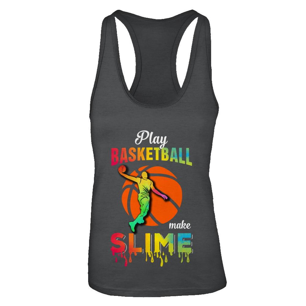Play Basketball Make Slime Watercolor For Girl Women-T-Shirt & Tank Top-Women's Ideal Racerback Tank-Black