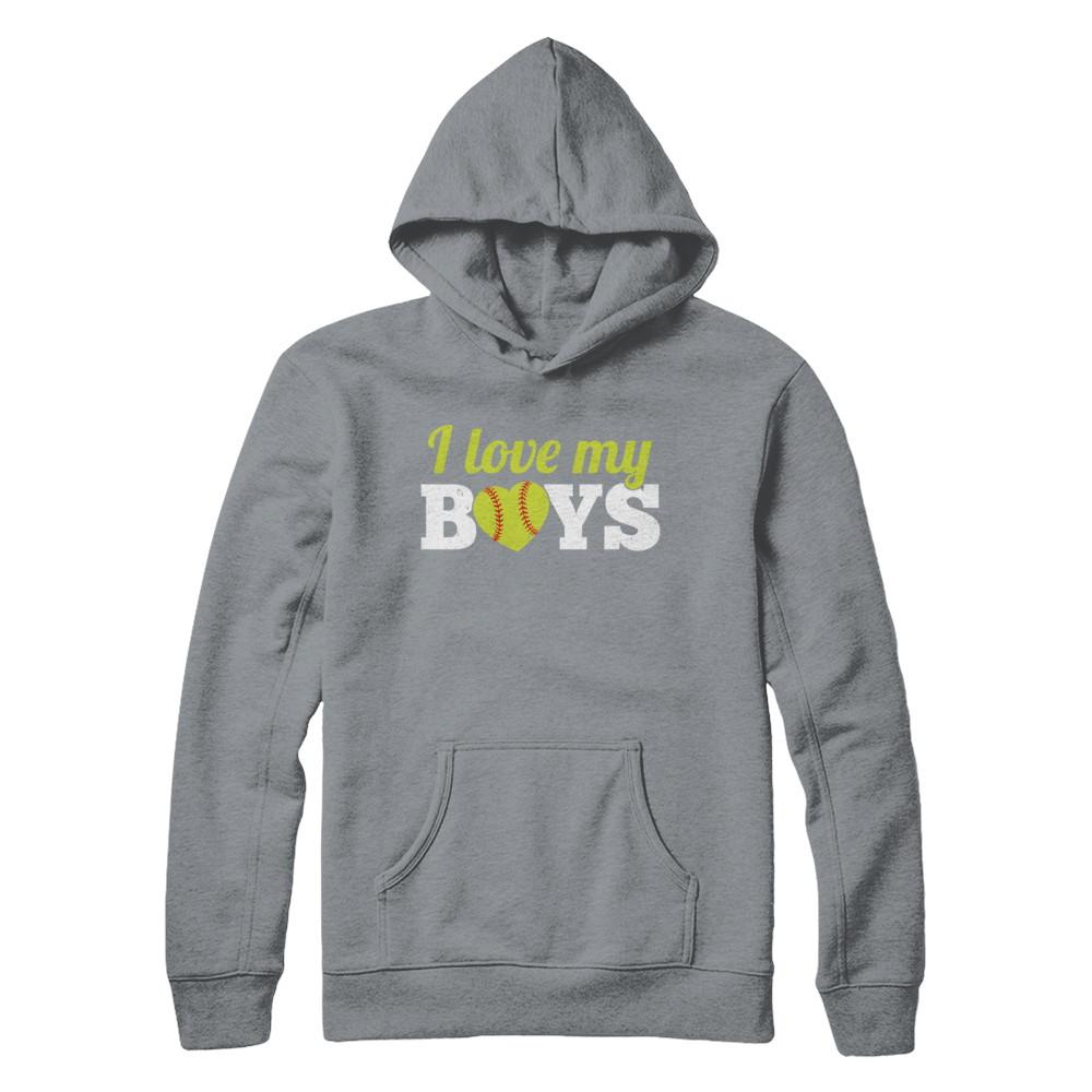 Love My Boys Mom And Dad Softball-T-Shirt & Hoodie-Pullover Hoodie-Light Steel