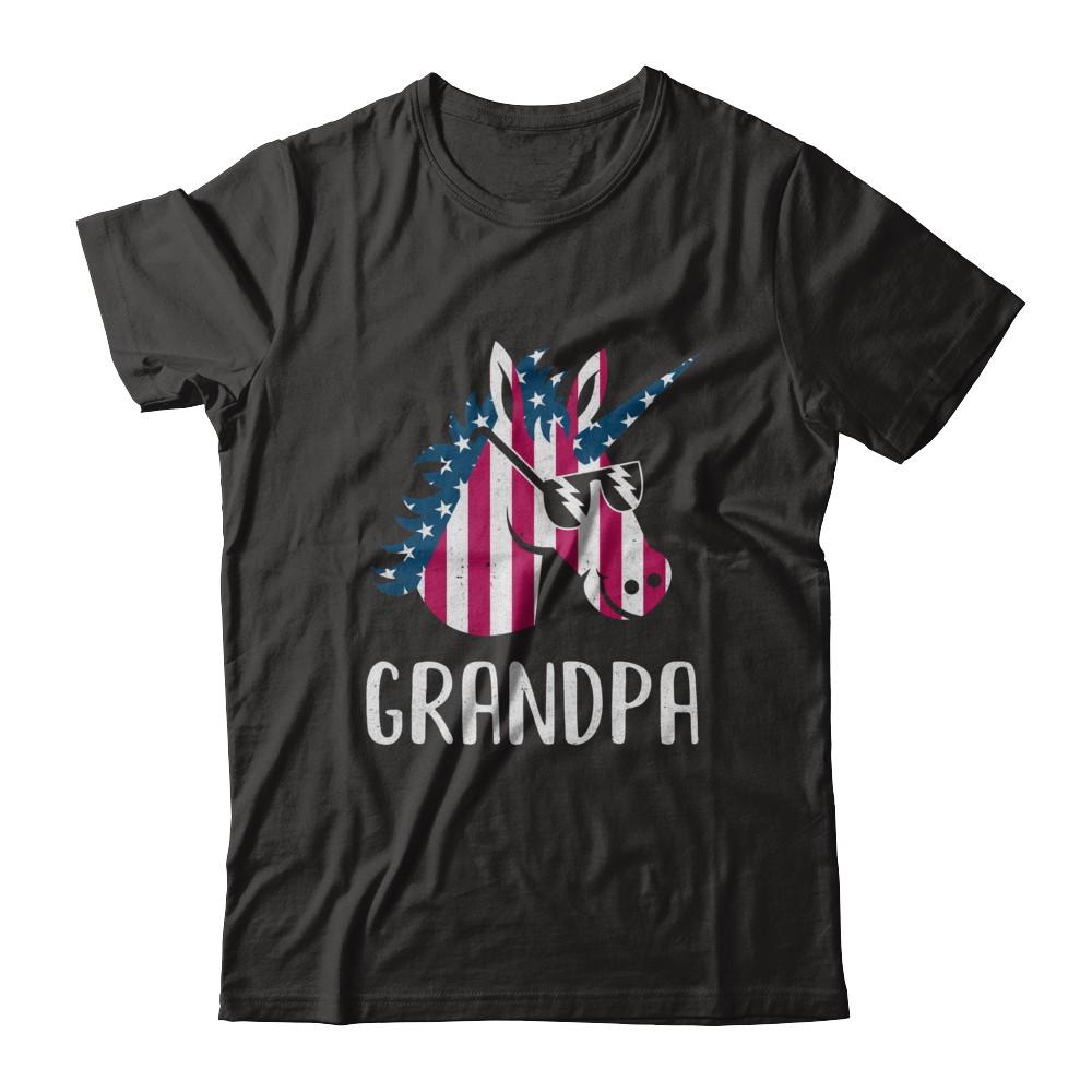 Patriotic Grandpa Unicorn Americorn 4Th Of July-T-Shirt & Hoodie-Classic T-Shirt-Black