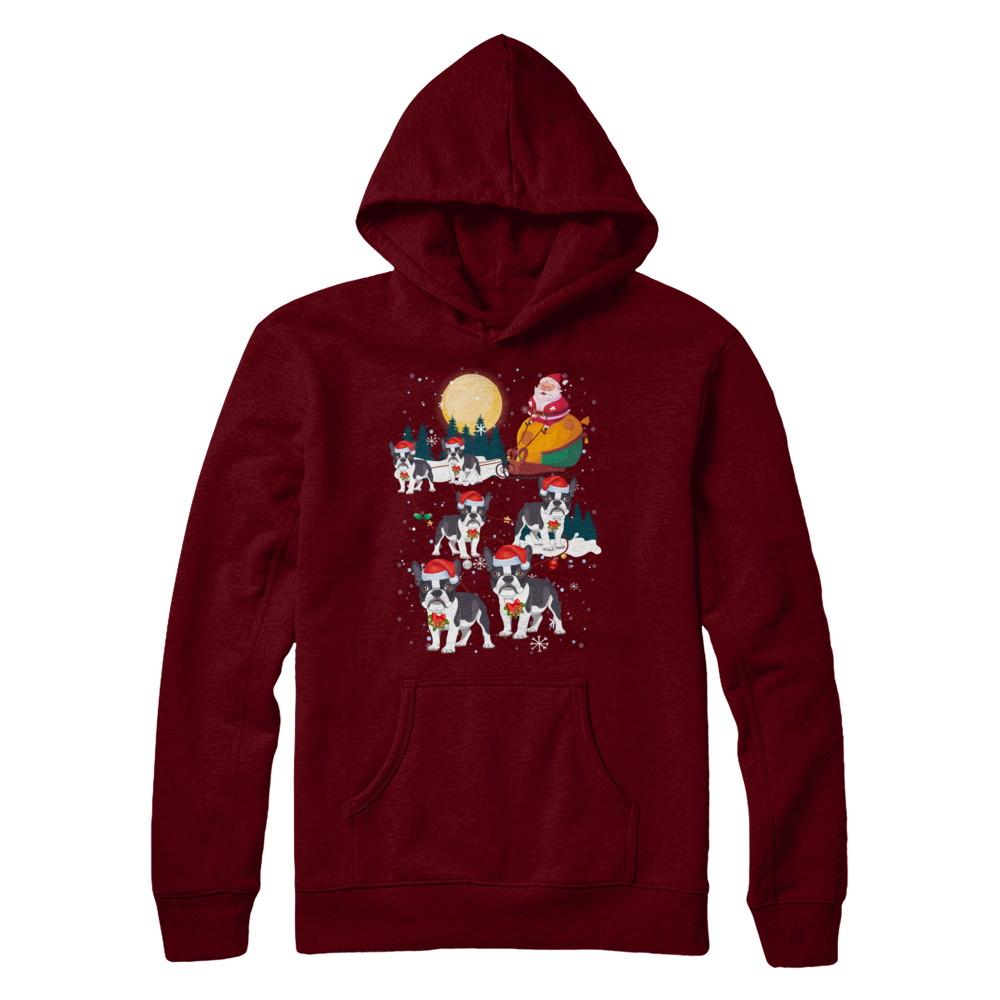 Dog Reindeer Bulldog Christmas Gift-T-Shirt & Sweatshirt-Pullover Hoodie-Maroon