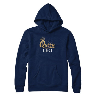 Queen Leo Zodiac July August Birthday Gift-T-Shirt & Tank Top-Pullover Hoodie-Navy