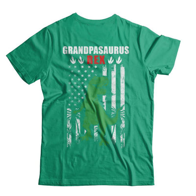GranpaSaurus Grandpa Dinosaur Rex American Flag Fathers Day-T-Shirt & Hoodie-Classic T-Shirt-Kelly Green