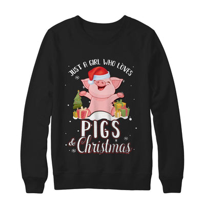 Just A Girl Who Loves Pigs And Christmas-T-Shirt & Sweatshirt-Crewneck Sweatshirt-Black