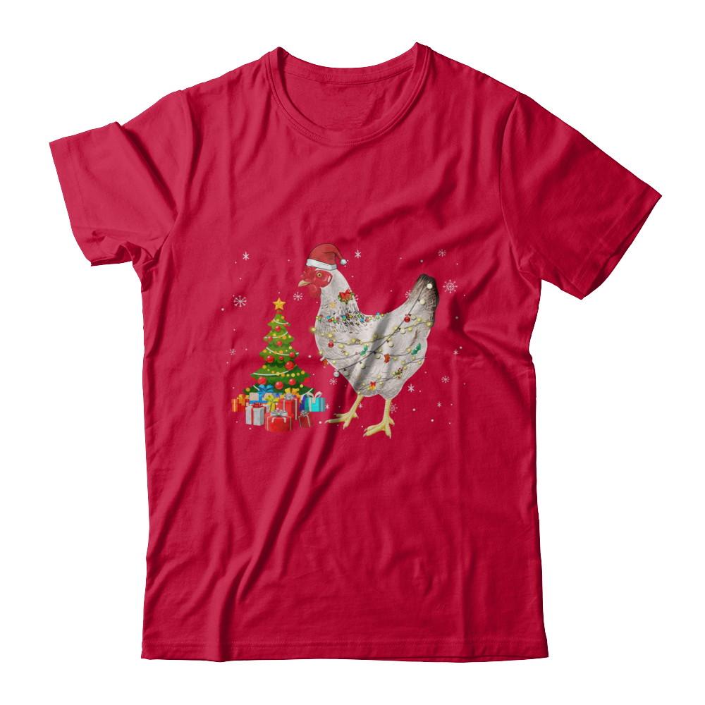 Vintage Chicken Merry Christmas Light Led-T-Shirt & Hoodie-Classic T-Shirt-Red