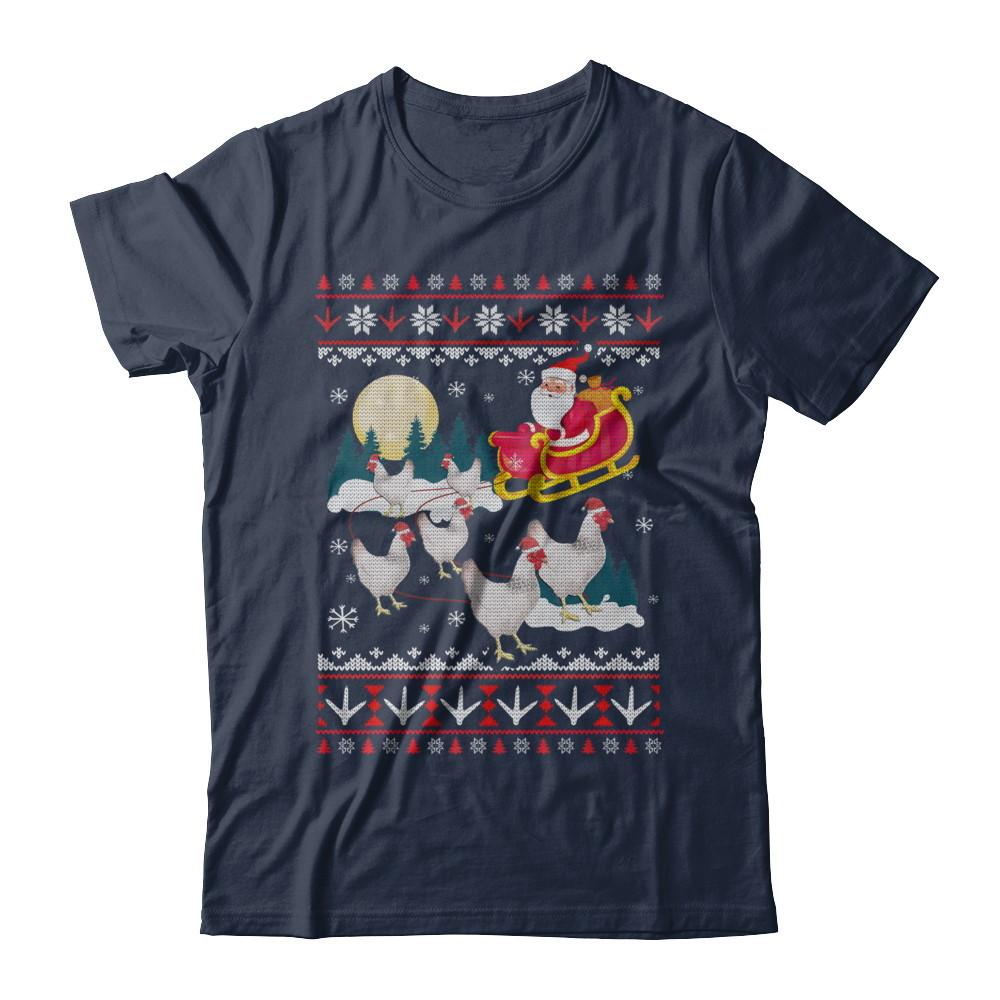 Funny Chicken Ugly Christmas Sweater Gifts-T-Shirt & Sweatshirt-Classic T-Shirt-Navy