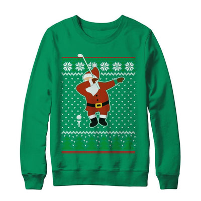 Dabbing Santa Golf Ugly Sweater Christmas-T-Shirt & Sweatshirt-Crewneck Sweatshirt-Irish Green