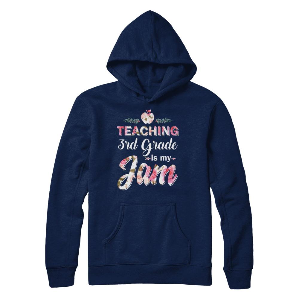 Teaching 3rd Grade Is My Jam Back To School Teacher-T-Shirt & Hoodie-Pullover Hoodie-Navy
