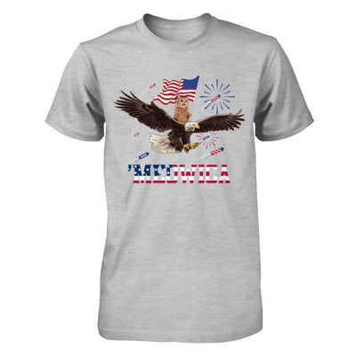 Meowica July 4Th Funny Cat On Eagle Independence Day-T-Shirt & Hoodie-Premium T-Shirt-Heather Gray