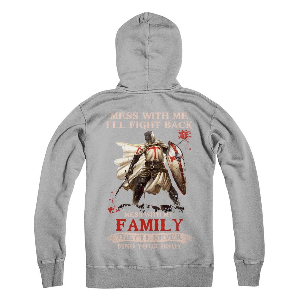 Knight American Mess With Me I'll Fight Back Mess With My Family-T-Shirt & Hoodie-Pullover Hoodie-Light Steel