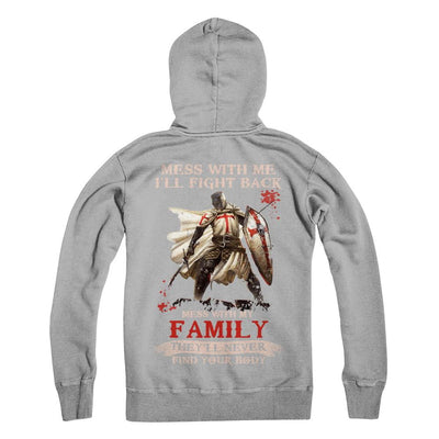 Knight American Mess With Me I'll Fight Back Mess With My Family-T-Shirt & Hoodie-Pullover Hoodie-Light Steel