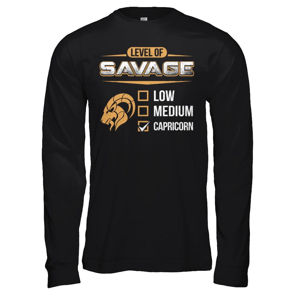 Level Of Savage Capricorn-T-Shirt & Hoodie-Long Sleeve T-Shirt-Black