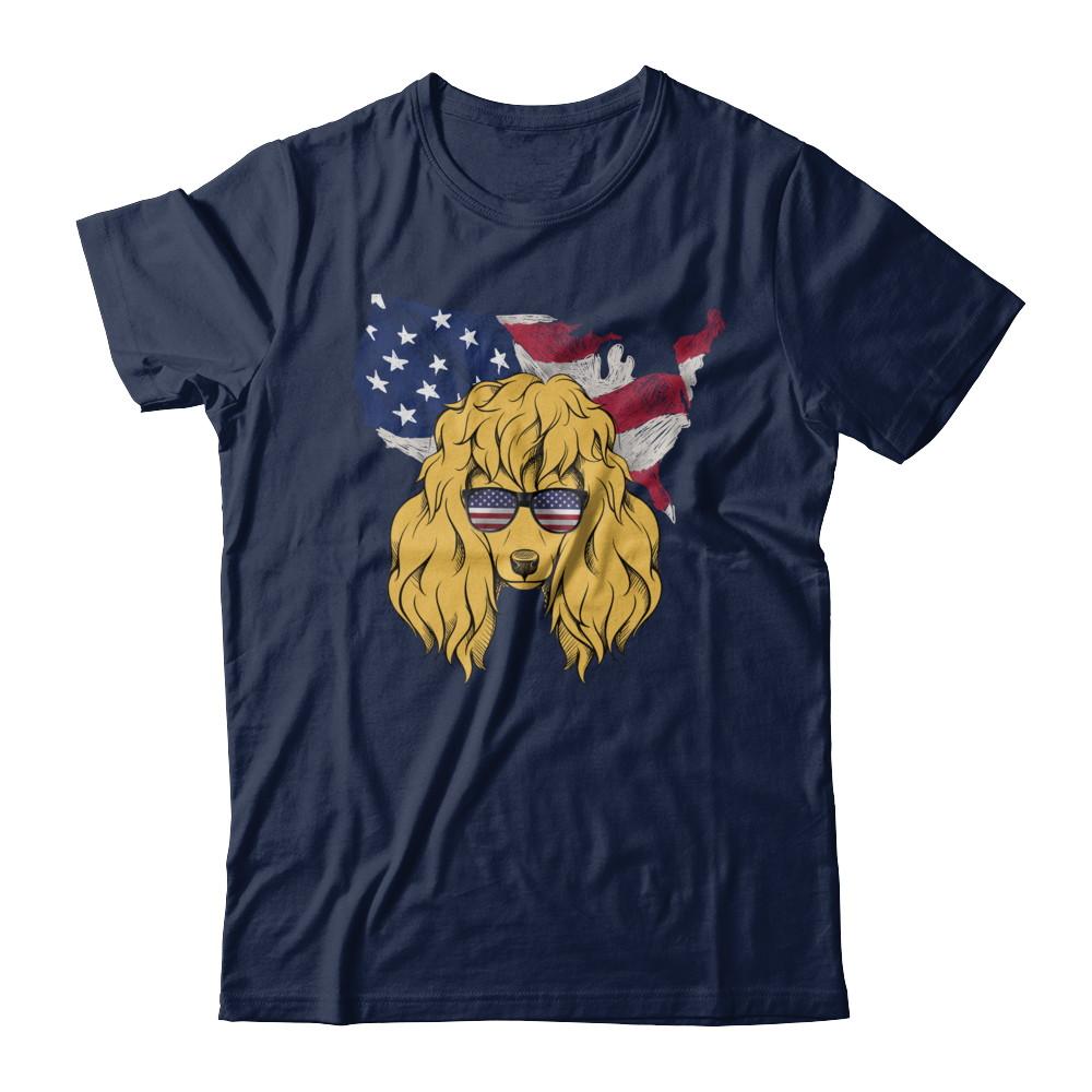 Funny Patriot Poodle Dog 4Th Of July American Flag-T-Shirt & Hoodie-Classic T-Shirt-Navy
