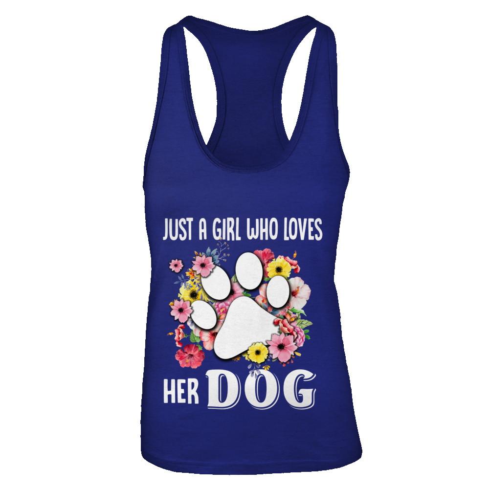 Just A Girl Who Loves Her Dog-T-Shirt & Tank Top-Women's Ideal Racerback Tank-Royal