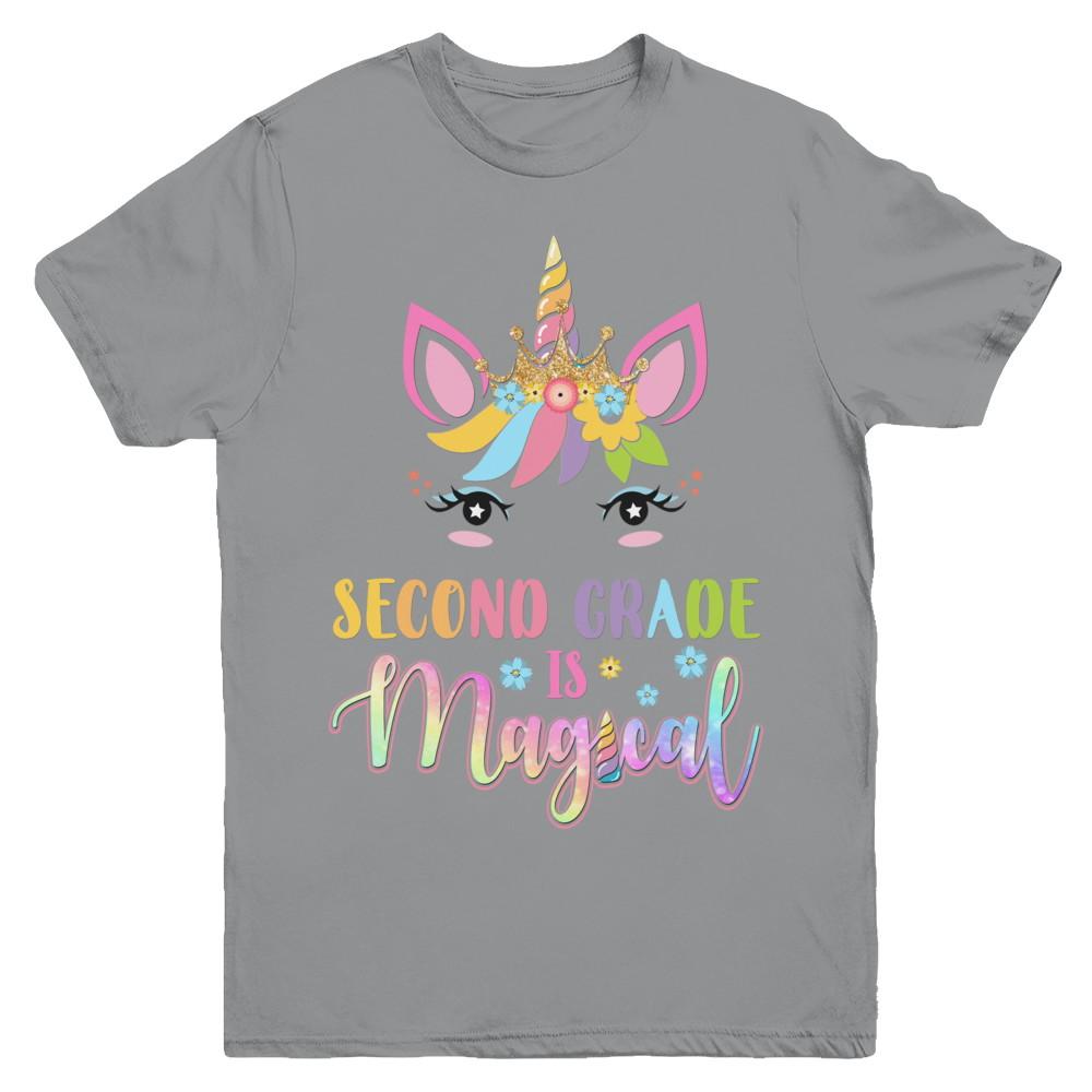 Second Grade is magical Unicorn Back to School 2nd Grade Youth-Youth Shirt-Youth T-Shirt-Sport Grey